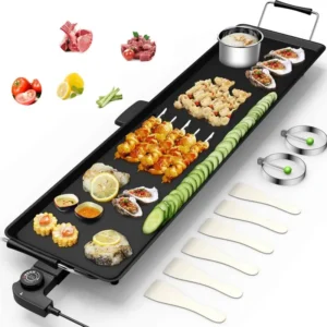 Goplus-Teppanyaki Elektrogrill, rauchfreier Grill, Tischgrill mit Antihaft-Oberflächen, einstellbare Temperatureinstellung,Oktoberfest