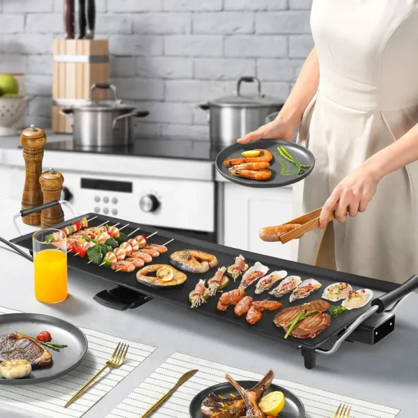 Goplus-Teppanyaki Elektrogrill, rauchfreier Grill, Tischgrill mit Antihaft-Oberflächen, einstellbare Temperatureinstellung,Oktoberfest - Image 4